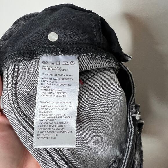 Urban Outfitters BDG Slim Straight Jeans 27 Black High Rise Crop Distressed Dark - Picture 10 of 11